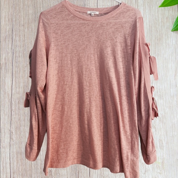 Pleione Ribbon Tie Sleeve Top Medium Pale Pink - Picture 2 of 4